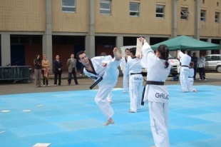 A exhibición previa á recepción cos taekwondistas galegos